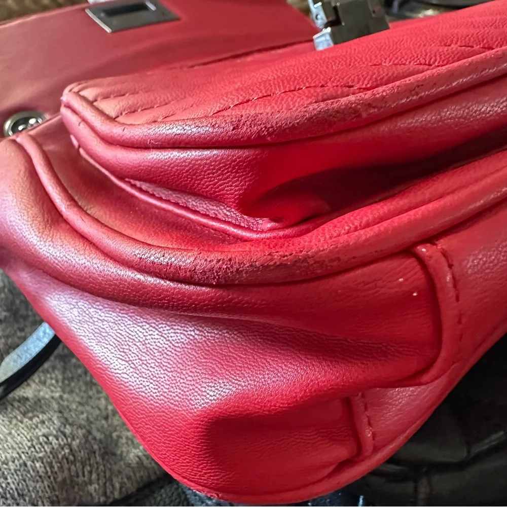 Badgley Mischka Red Vegan Leather
Handbag Purse Quilted Chain
Convertible - Picture 7 of 7